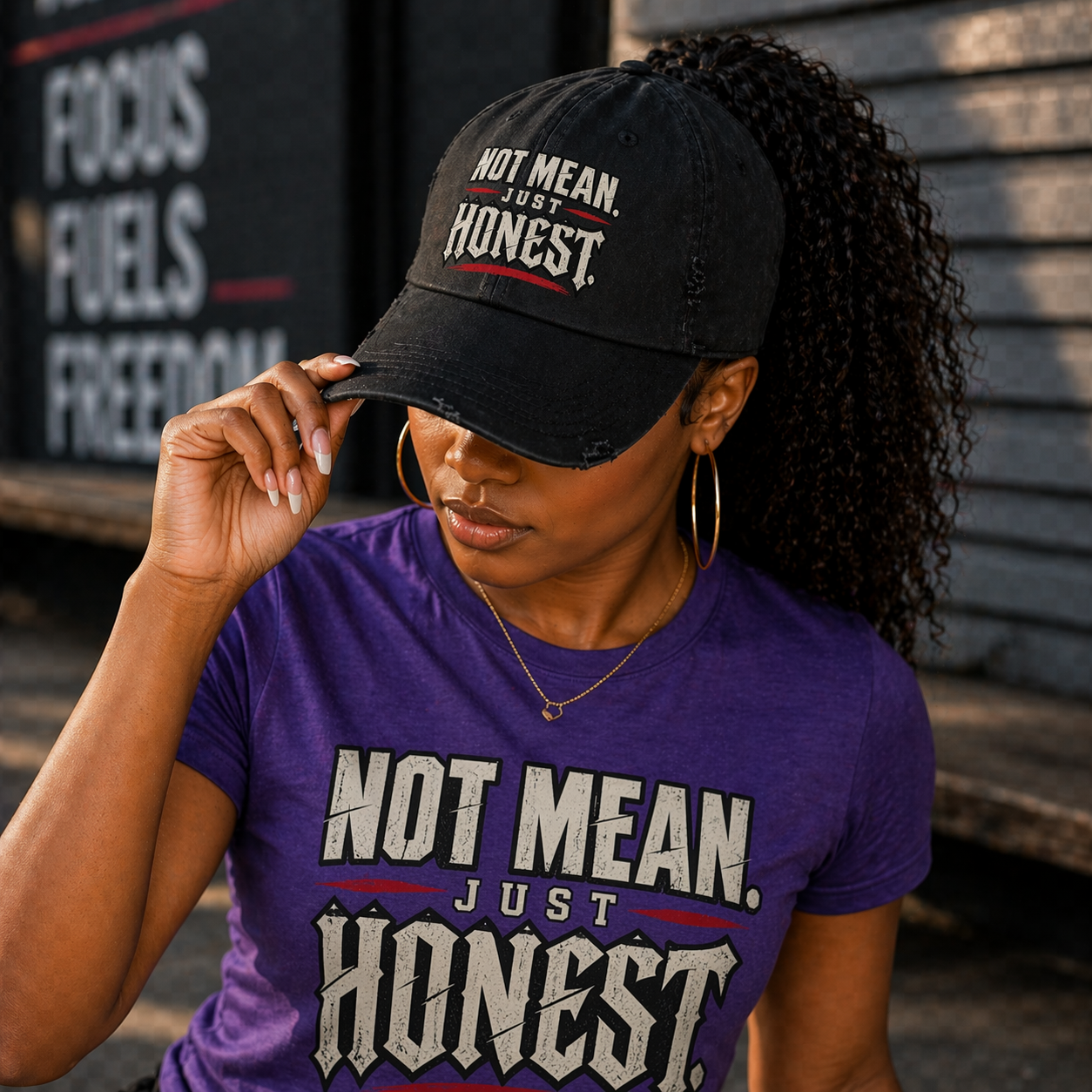 NOT MEAN. JUST HONEST. Distressed Hat