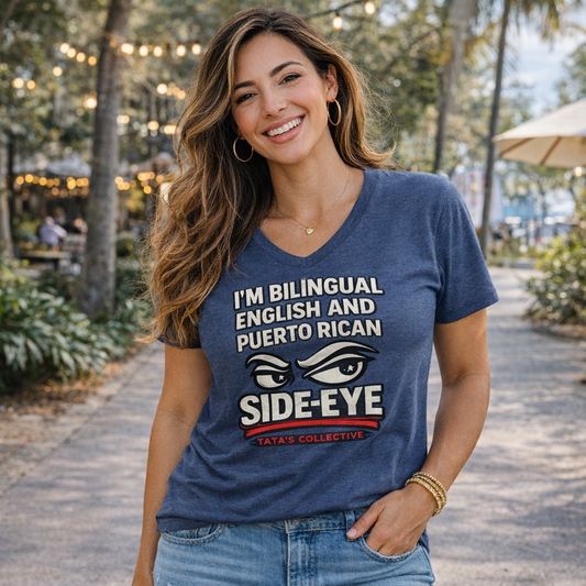 English, Spanish & Puerto Rican Side-Eye Tee – Latina Sass Shirt